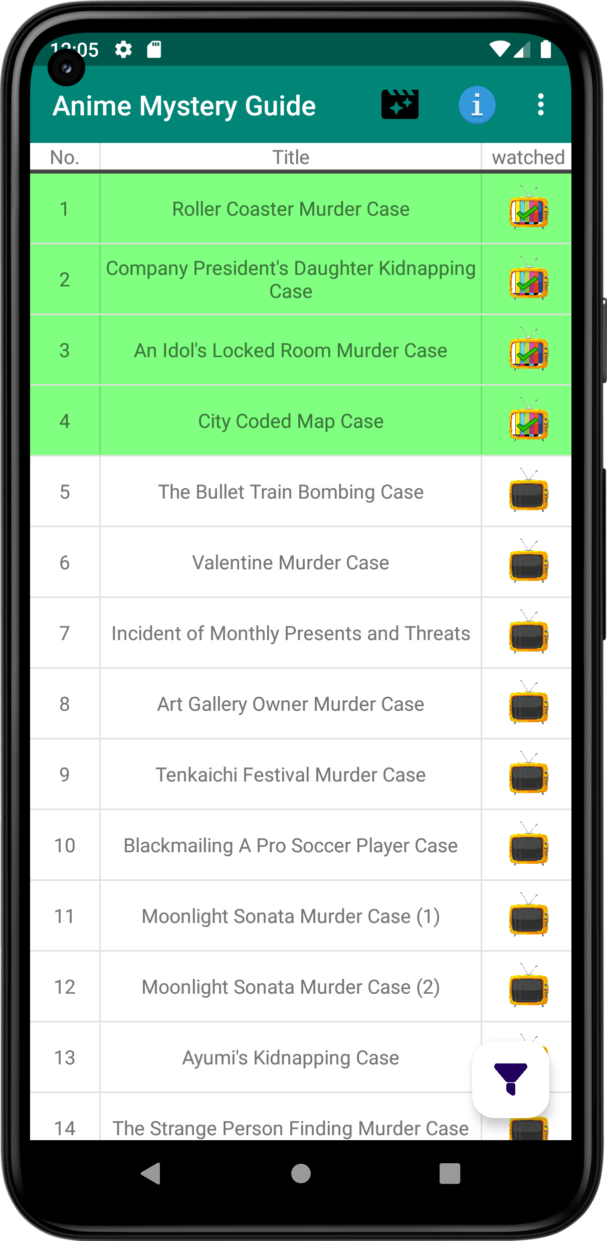 Episode list screenshot