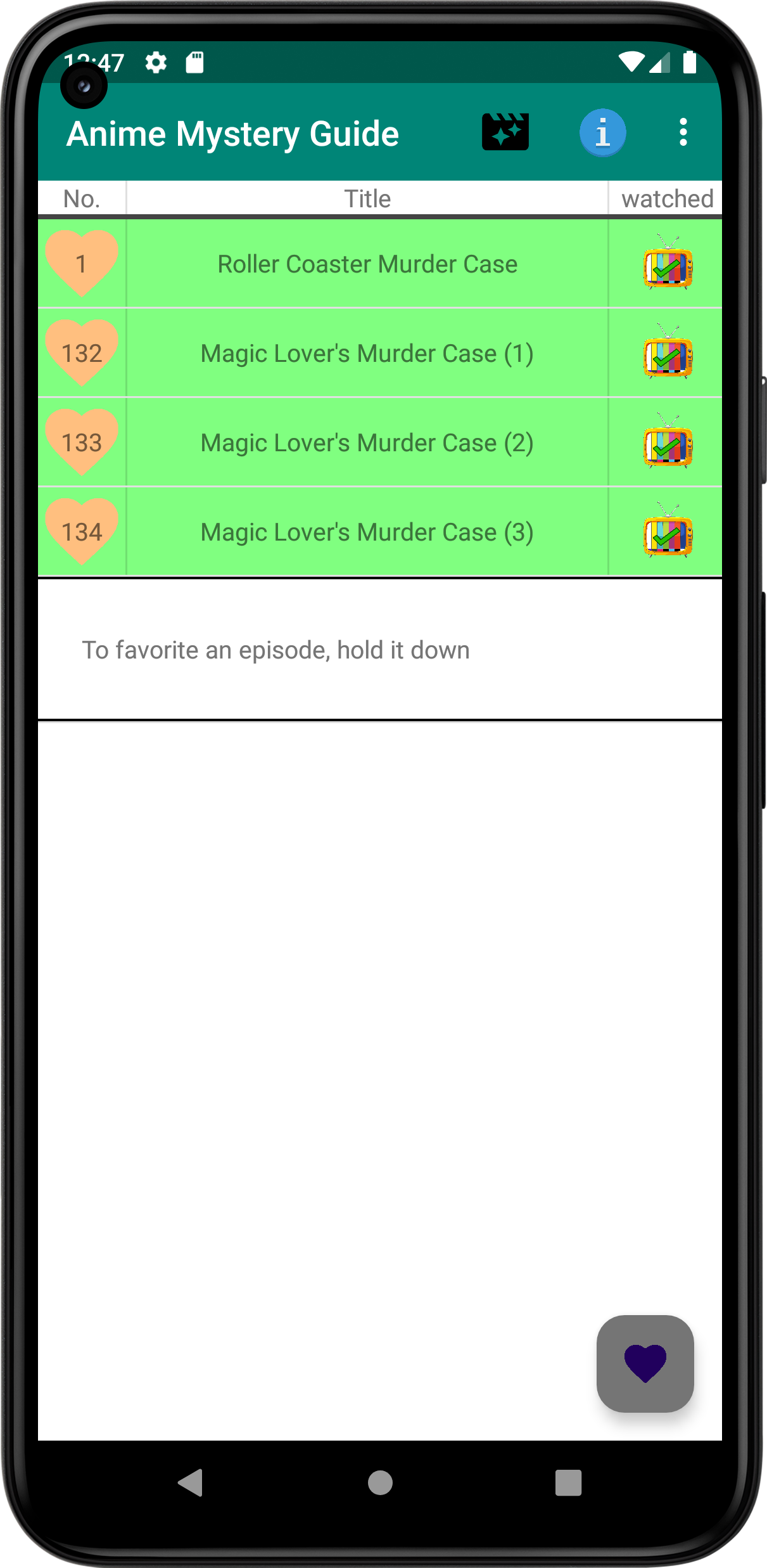 Favorites screenshot